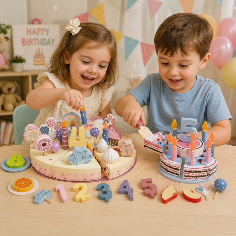 Wooden Cake Cutting Toy – Creative & Role-Playing – Wooden Birthday Cake