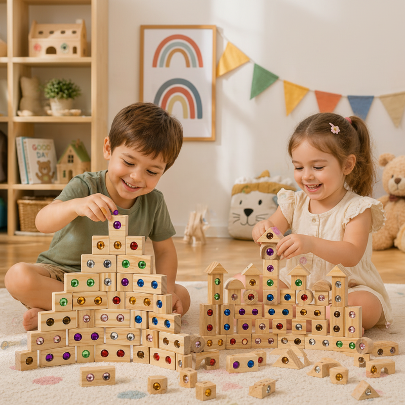 Stacking Blocks Pic Rainbow Gem Stacking Blocks – Creative & Educational – Wooden Stacking ...