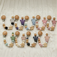 Thumbnail for Baby Pacifier Holder – With Name – Personalized Wooden & Silicone Beads