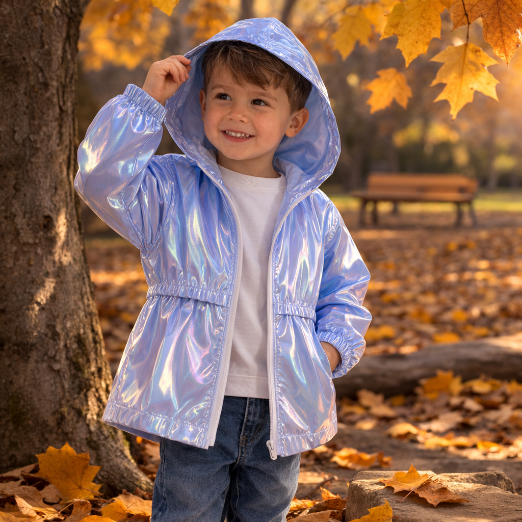 LumiBreeze – Shiny & Light – Children's Raincoat with Hood