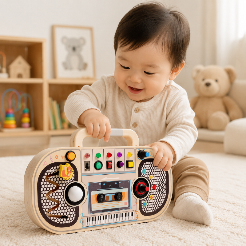 Wooden Busy Board – Motor Skills & Interactive – Music Activity Board