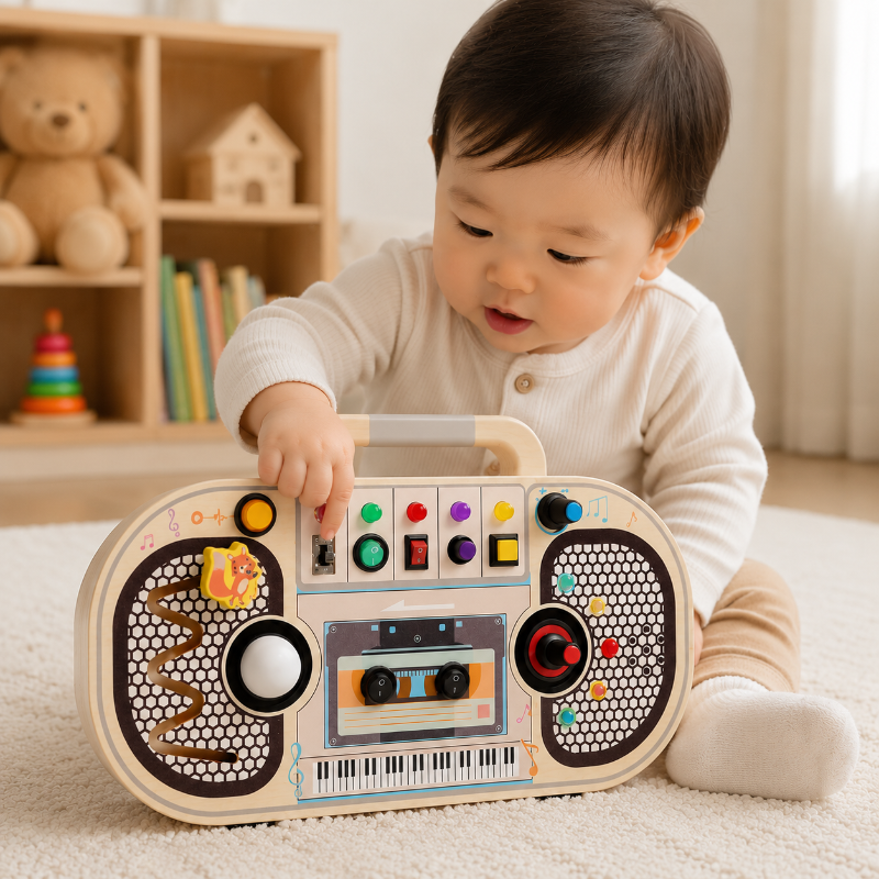 Wooden Busy Board – Motor Skills & Interactive – Music Activity Board