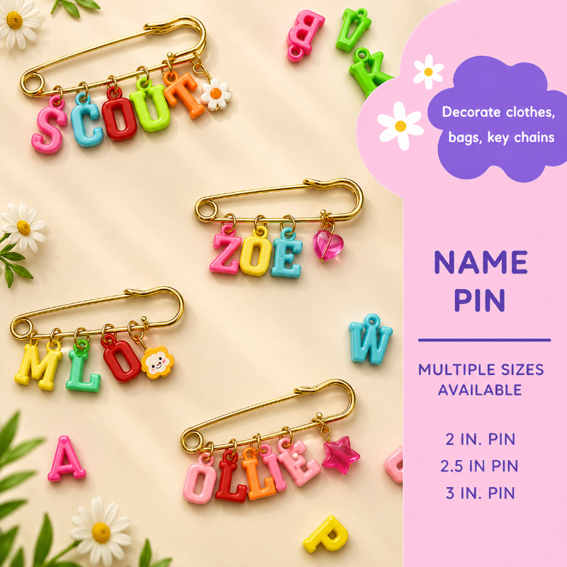 Personalized Charm Pin – Personal & Stylish – Name Brooch