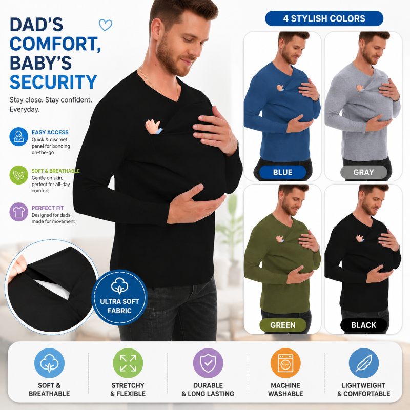 Kangaroo Pocket Shirt – Comfortable & Convenient – Men's T-Shirt Baby Carrier