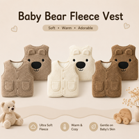 Thumbnail for Baby Bear Fleece Vest – Warm & Soft – Kids' Bear Cardigan