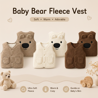 Thumbnail for Baby Bear Fleece Vest – Warm & Soft – Kids' Bear Cardigan