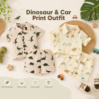 Thumbnail for Dinosaur & Car Print Outfit – Cool & Playful – Summer Clothing Set