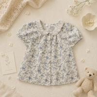 Thumbnail for Vine Print Blouse – Light & Cute – Children's Blouse with Puff Sleeves