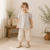 Thumbnail for Vine Print Blouse – Light & Cute – Children's Blouse with Puff Sleeves