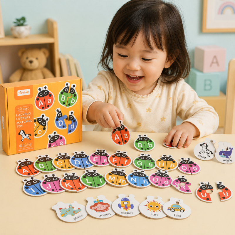 Wooden Letter Matching Game – Learning & Play – Alphabet Puzzle