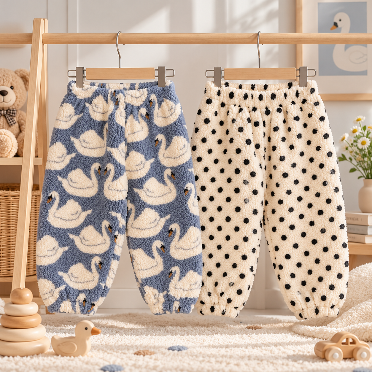 FuzzyPants – Soft & Warm – Plush Kids' Pants with Playful Prints