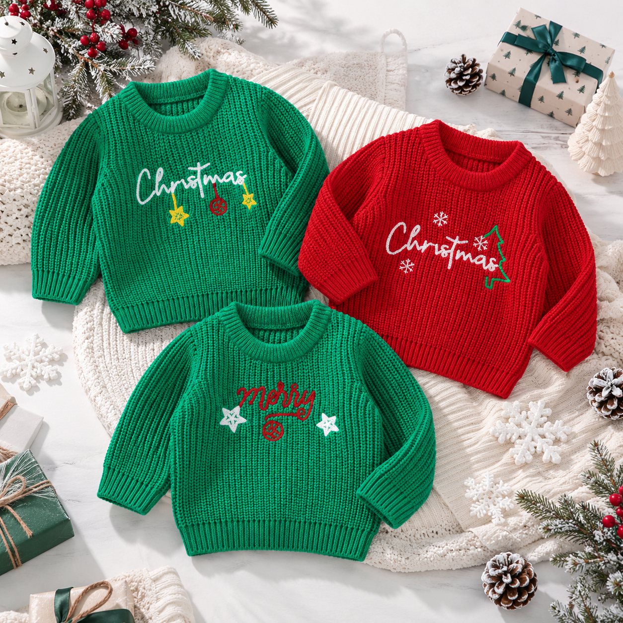 JoyKnit – Cozy & Warm - Christmas sweater with text