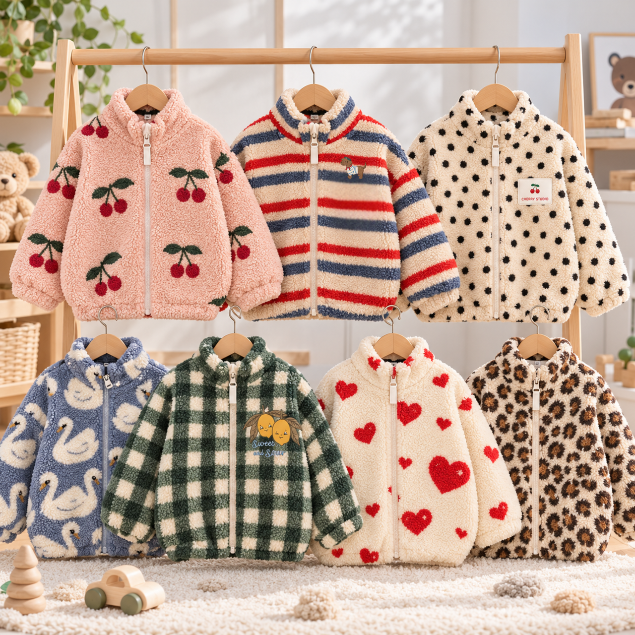 WarmHug – Comfortable & Trendy – Kids' Fleece Jacket with Playful Prints