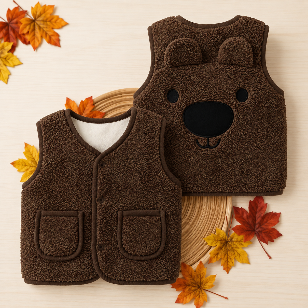 Baby Bear Fleece Vest – Warm & Soft – Kids' Bear Cardigan