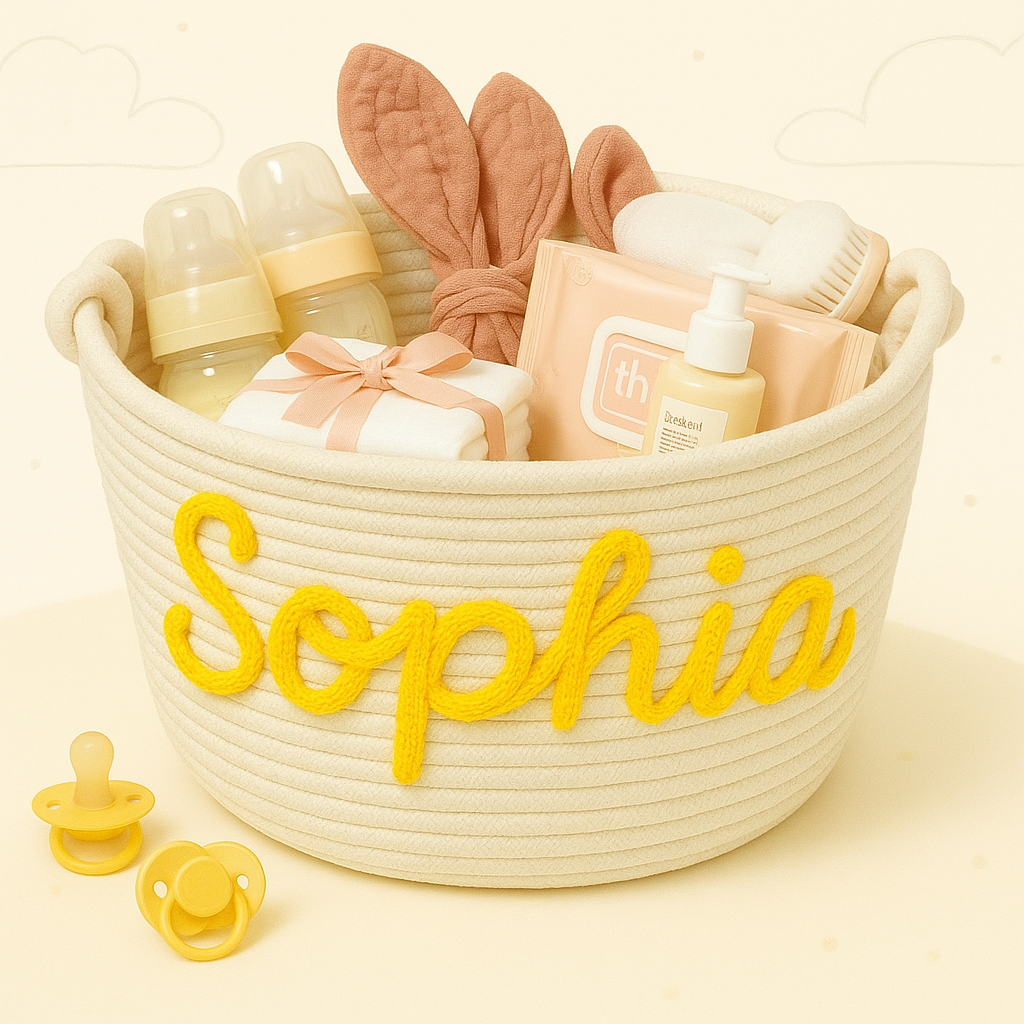 CuddleBasket – Cute & Personal – Personalized Diaper Basket