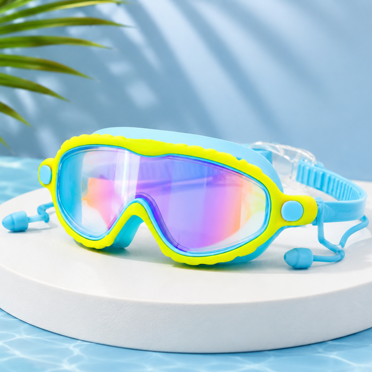 AquaVision – Adjustable anti-fog and UV protection – Silicone swimming goggles with earplugs