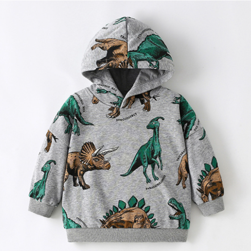 DinoStyle – Warm & Breathable – Hoodie with Triceratops Print