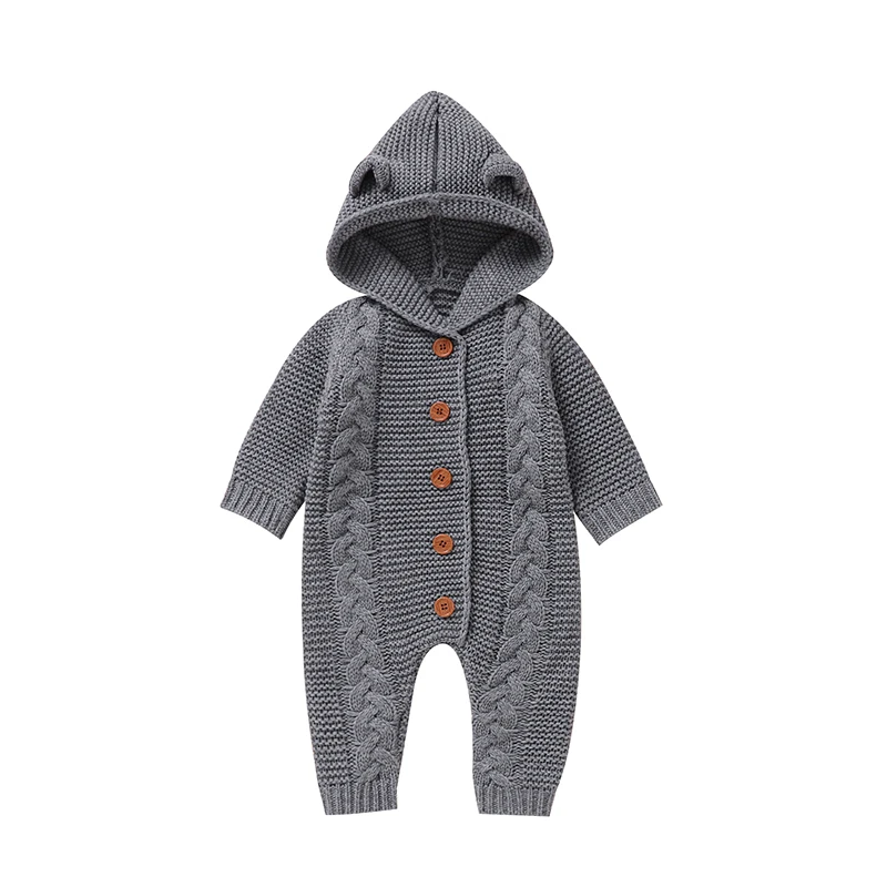 SoftKnit – Warm & Cute – Knitted Baby Jumpsuit with Hood
