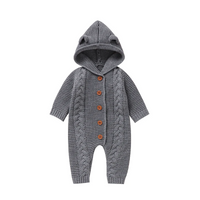Thumbnail for SoftKnit – Warm & Cute – Knitted Baby Jumpsuit with Hood