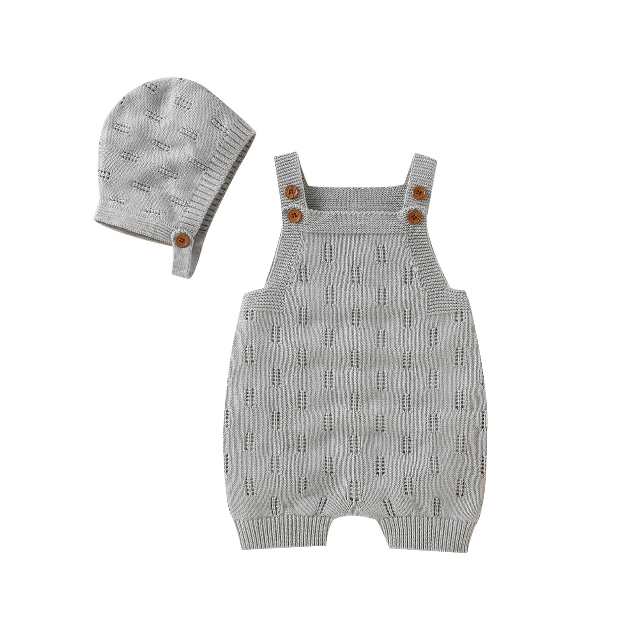 MiniCozy – Soft & Comfortable – Knitted Baby Overalls with a Little Hat