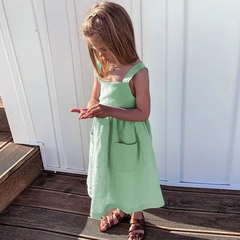 BloomGrace – Cute & Comfortable – Children's Dress with Bow & Adjustable Shoulder Straps