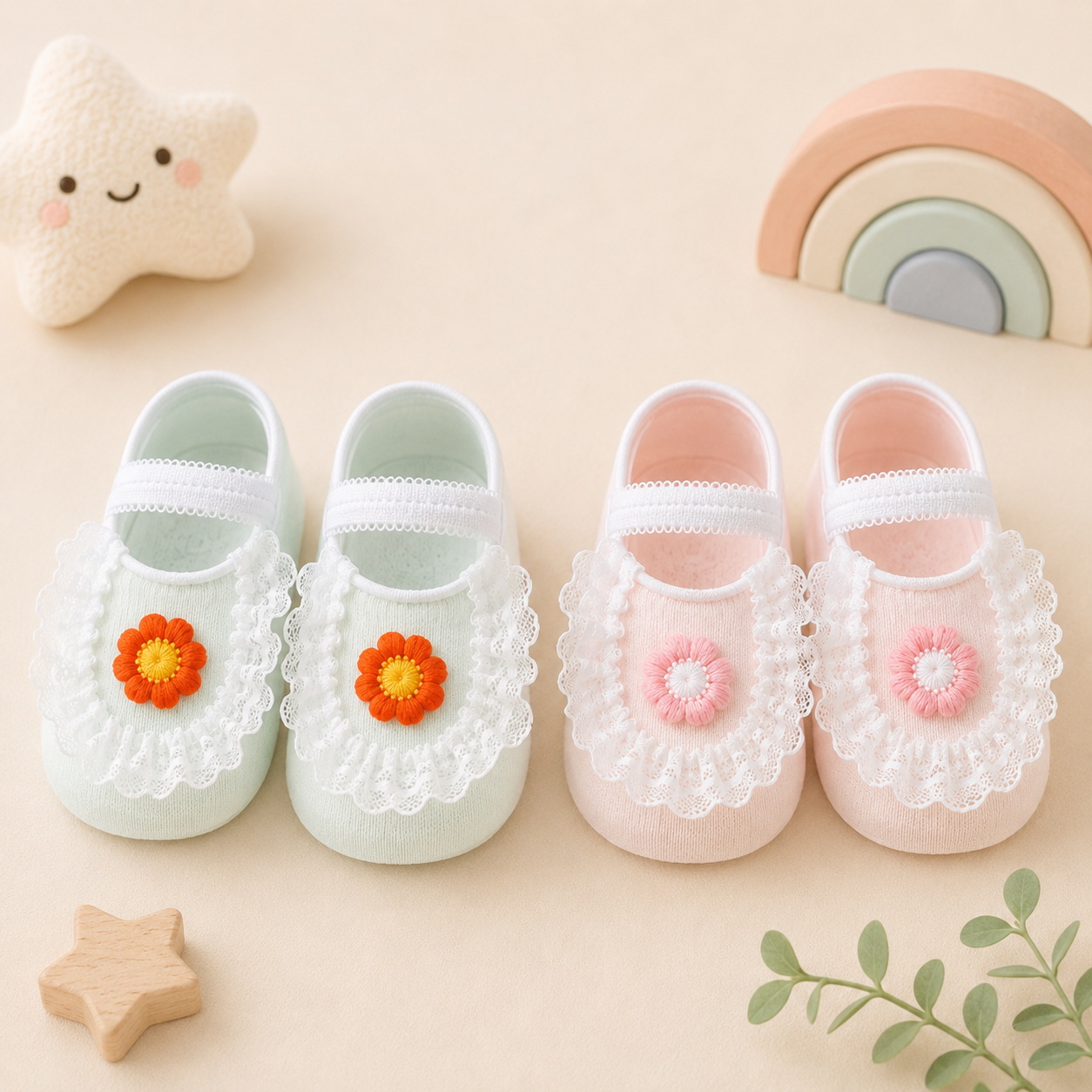 SweetFeet – Soft & Cute – Baby Socks with Flowers and Lace