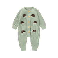 Thumbnail for CozyHedge – Soft & Warm – Knitted Baby Jumpsuit with Hedgehog Print