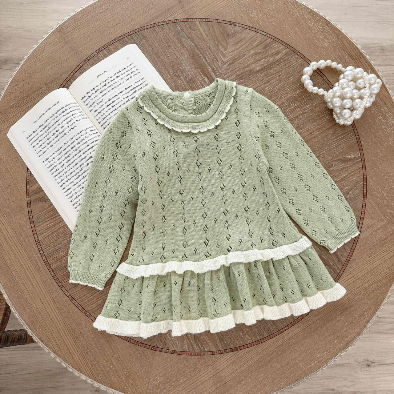 MiniBelle – Elegant & Soft – Knitted Baby Dress with Ruffle Detail