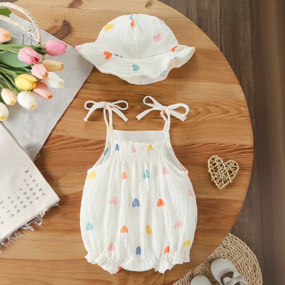 LittleBlossom – Summer Comfort & Style – Baby Sling Bodysuit with Hat