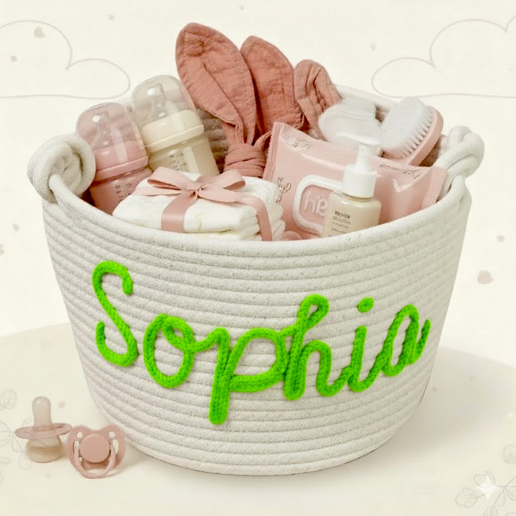 CuddleBasket – Cute & Personal – Personalized Diaper Basket