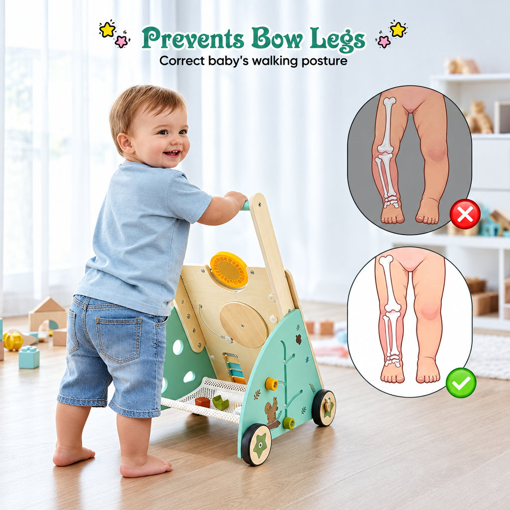 WoodenSteps – Natural & Educational – Wooden Baby Walker with Play Panels