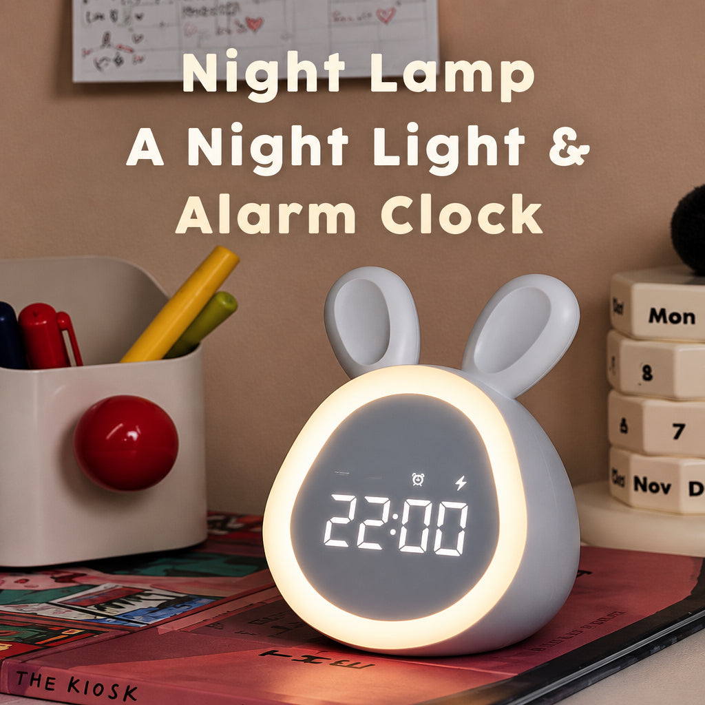 BunnyGlow – Cute & Practical – Digital Kids' Alarm Clock with Night Light