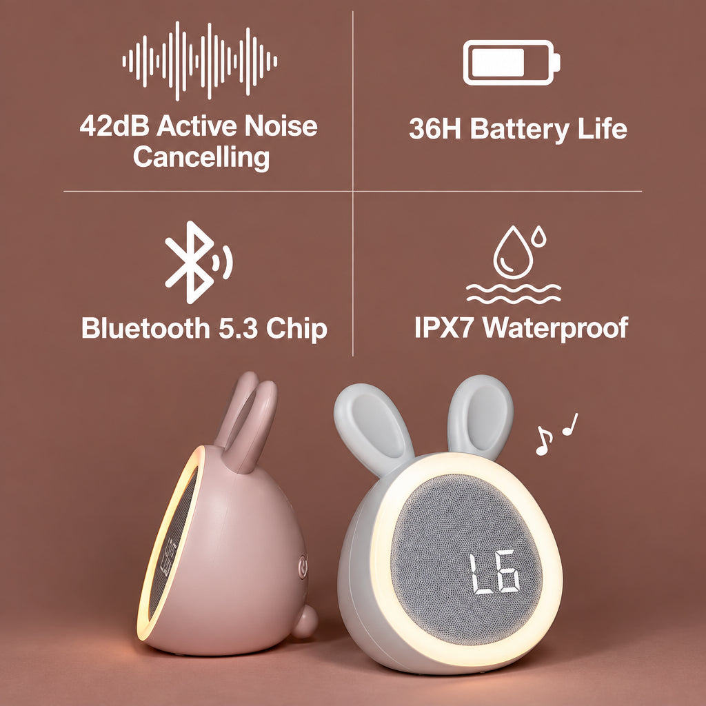 BunnyGlow – Cute & Practical – Digital Kids' Alarm Clock with Night Light