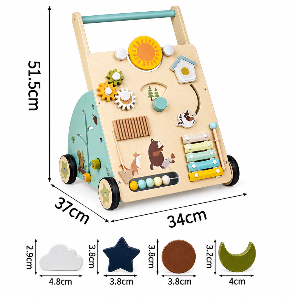 WoodenSteps – Natural & Educational – Wooden Baby Walker with Play Panels
