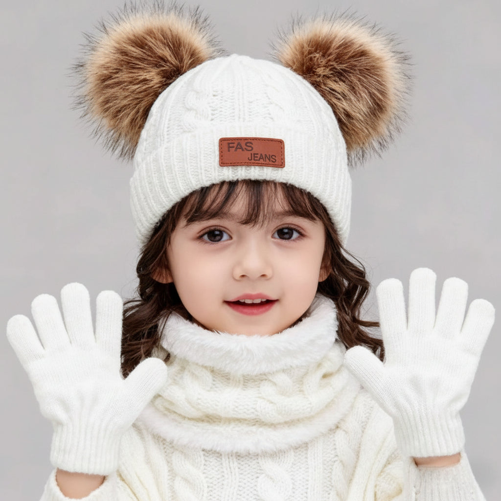 CozyPom – Warm & Soft - Winter Set with Hat, Scarf, and Gloves