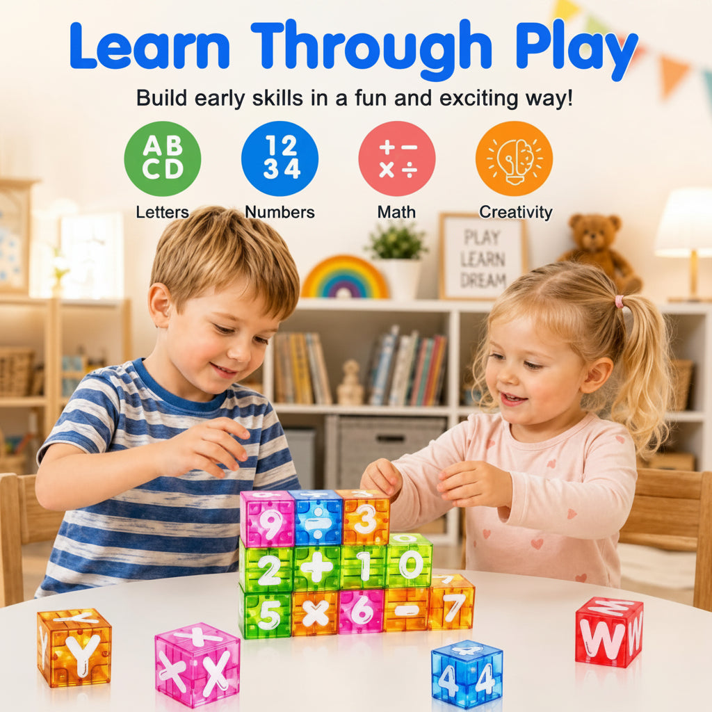 LearnCube – Educational & Interactive – Magnetic Letter and Math Cubes