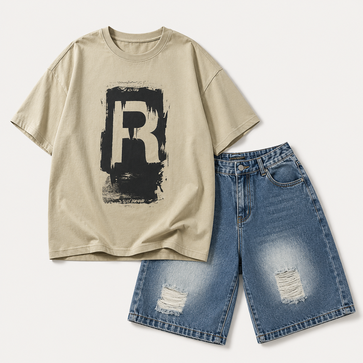 CoolBoys – Cool & Comfortable – Boys' Outfit with Shirt and Denim Shorts