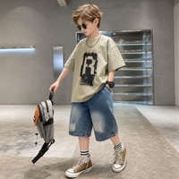 Thumbnail for CoolBoys – Cool & Comfortable – Boys' Outfit with Shirt and Denim Shorts