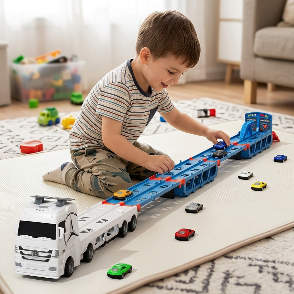 CarHauler – Fun & Adventurous – Car Transporter Play Set with Race Cars