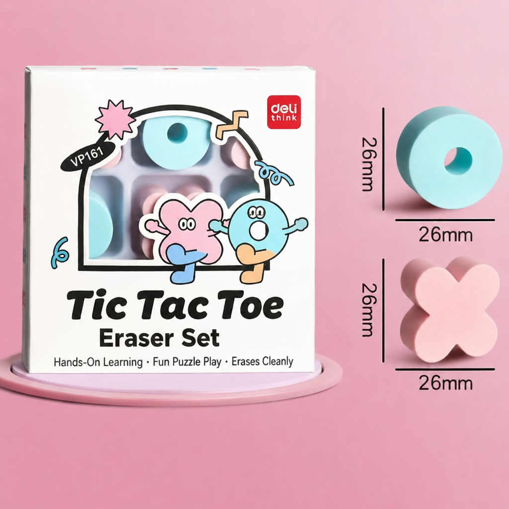 TicFun – Cute & Practical – Tic-Tac-Toe Eraser Set