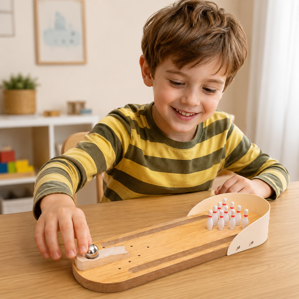 MiniStrike – Fun & Interactive – Wooden Table Bowling Game