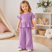 Thumbnail for SoftCharm – Elegant & Comfortable – Girls' Set with a Ruffle Top and Long Pants