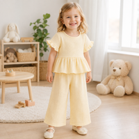 Thumbnail for SoftCharm – Elegant & Comfortable – Girls' Set with a Ruffle Top and Long Pants