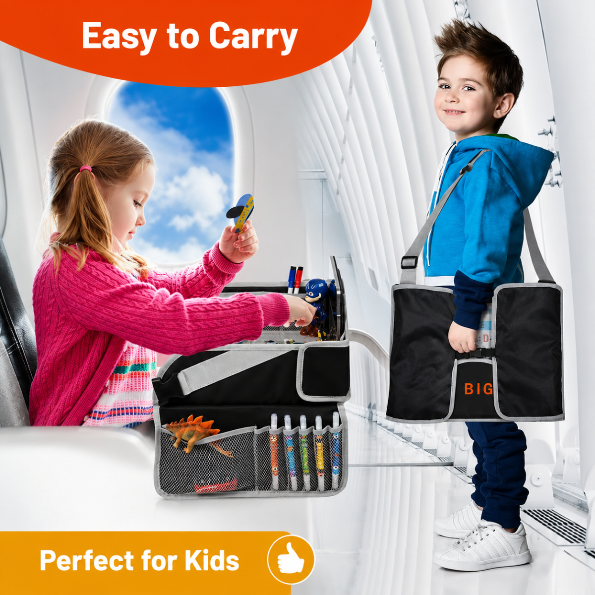TravelBuddy – Car & Essentials – Foldable Travel Tray for Kids