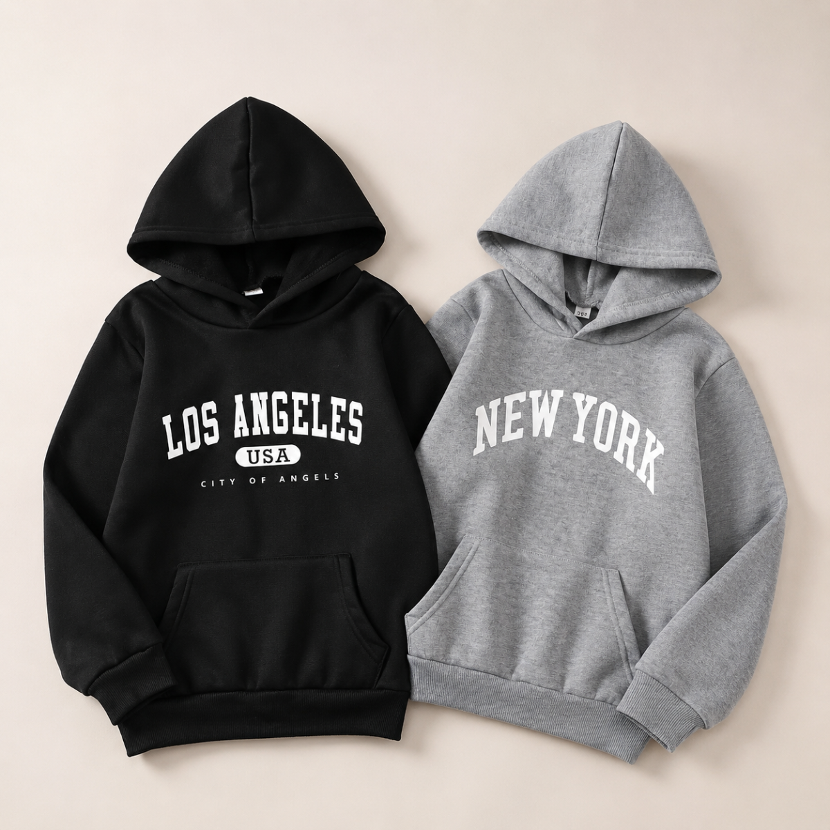 MiniUrban – Cozy & Stylish – Hooded Sweatshirt with Los Angeles/New York Print