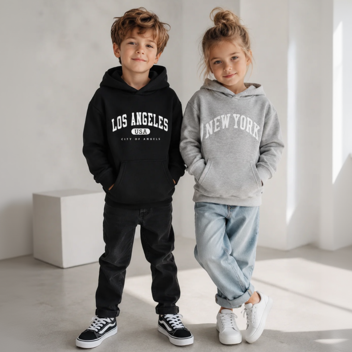 MiniUrban – Cozy & Stylish – Hooded Sweatshirt with Los Angeles/New York Print