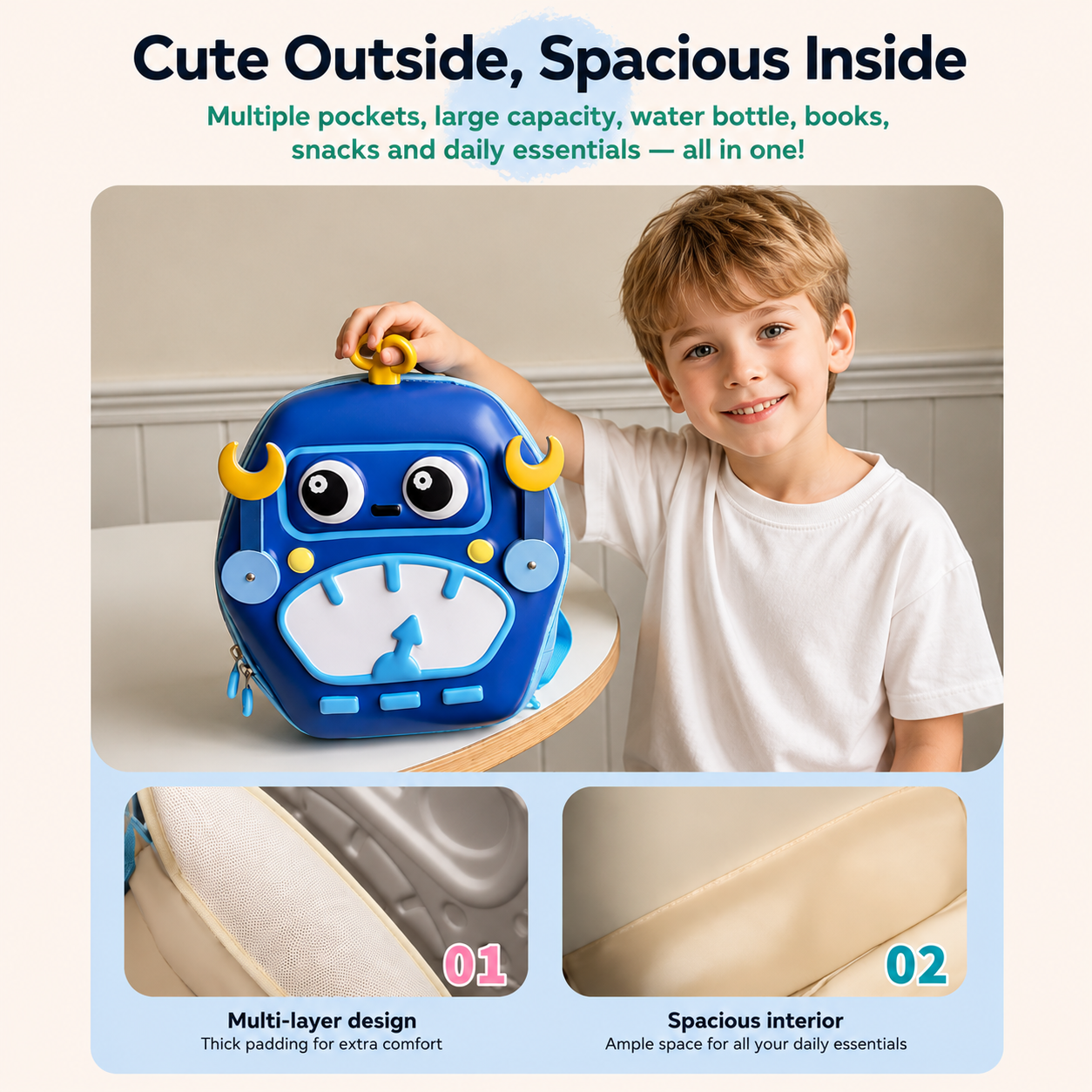 MiniBot – Cool & Practical – Kids' Backpack with Robot Design