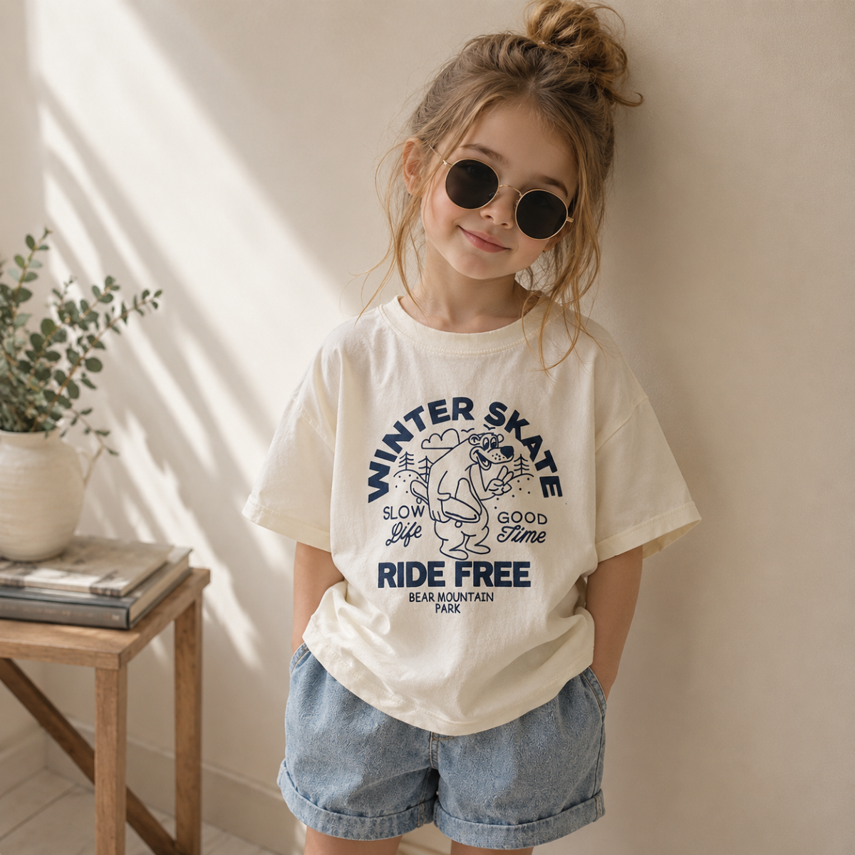 BearPlay – Comfort & Style – Oversized T-shirt with Winter Skate Print