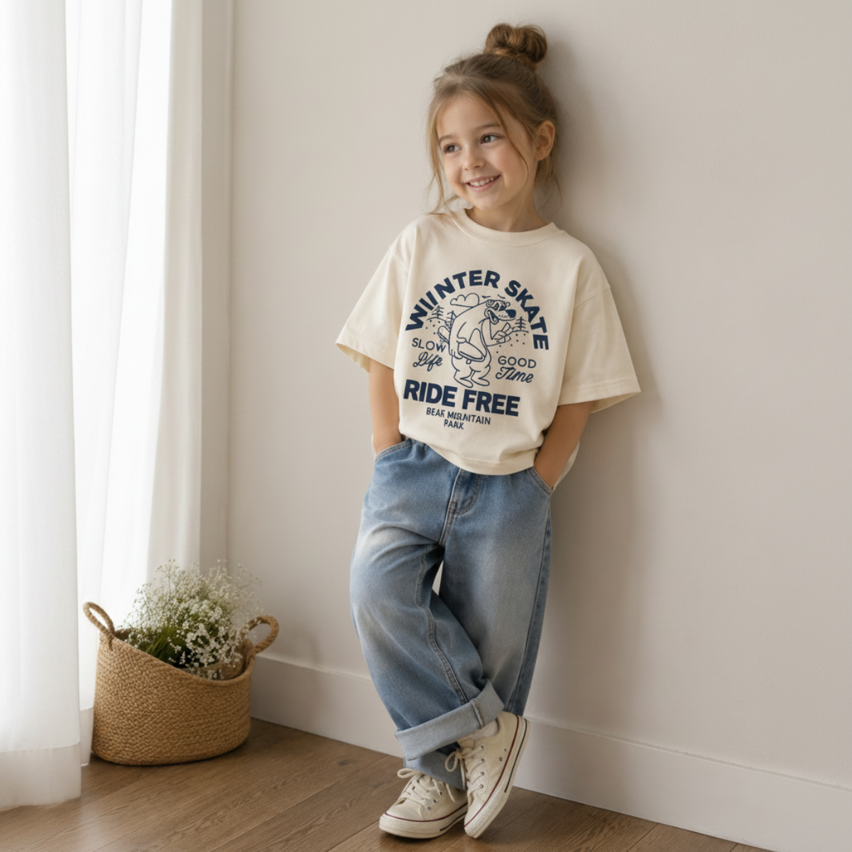 BearPlay – Comfort & Style – Oversized T-shirt with Winter Skate Print