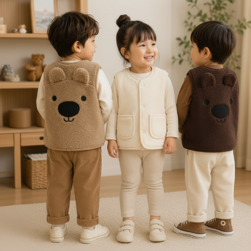 Baby Bear Fleece Vest – Warm & Soft – Kids' Bear Cardigan